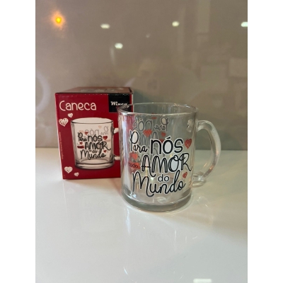 Caneca de vidro para nós todo amor do mundo