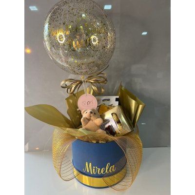 Box Personalizado Maternidade Azul com Dourado